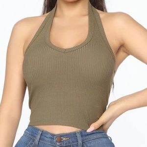 Olive Halter Top